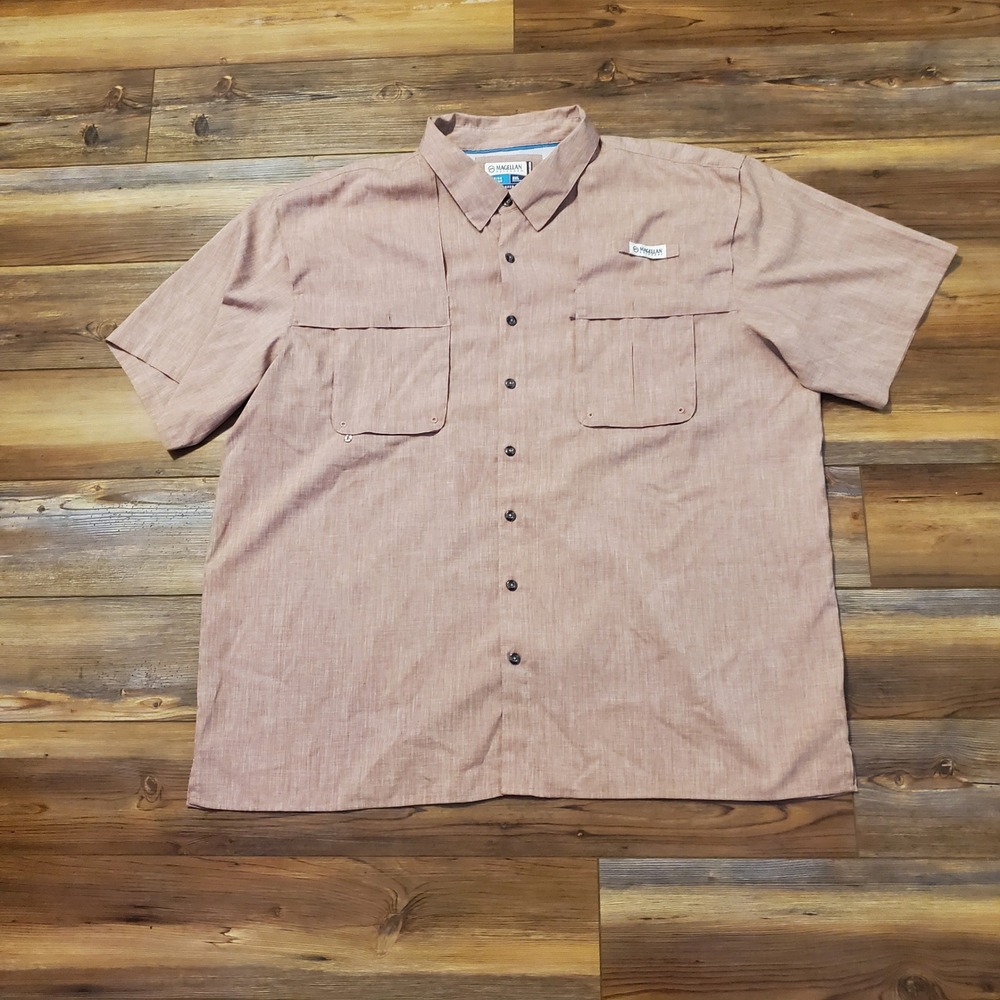 Magellan Outdoors Fish Gear Mens 3XL Relaxed Fit Fishing Shirt Peach SGMGMF1602